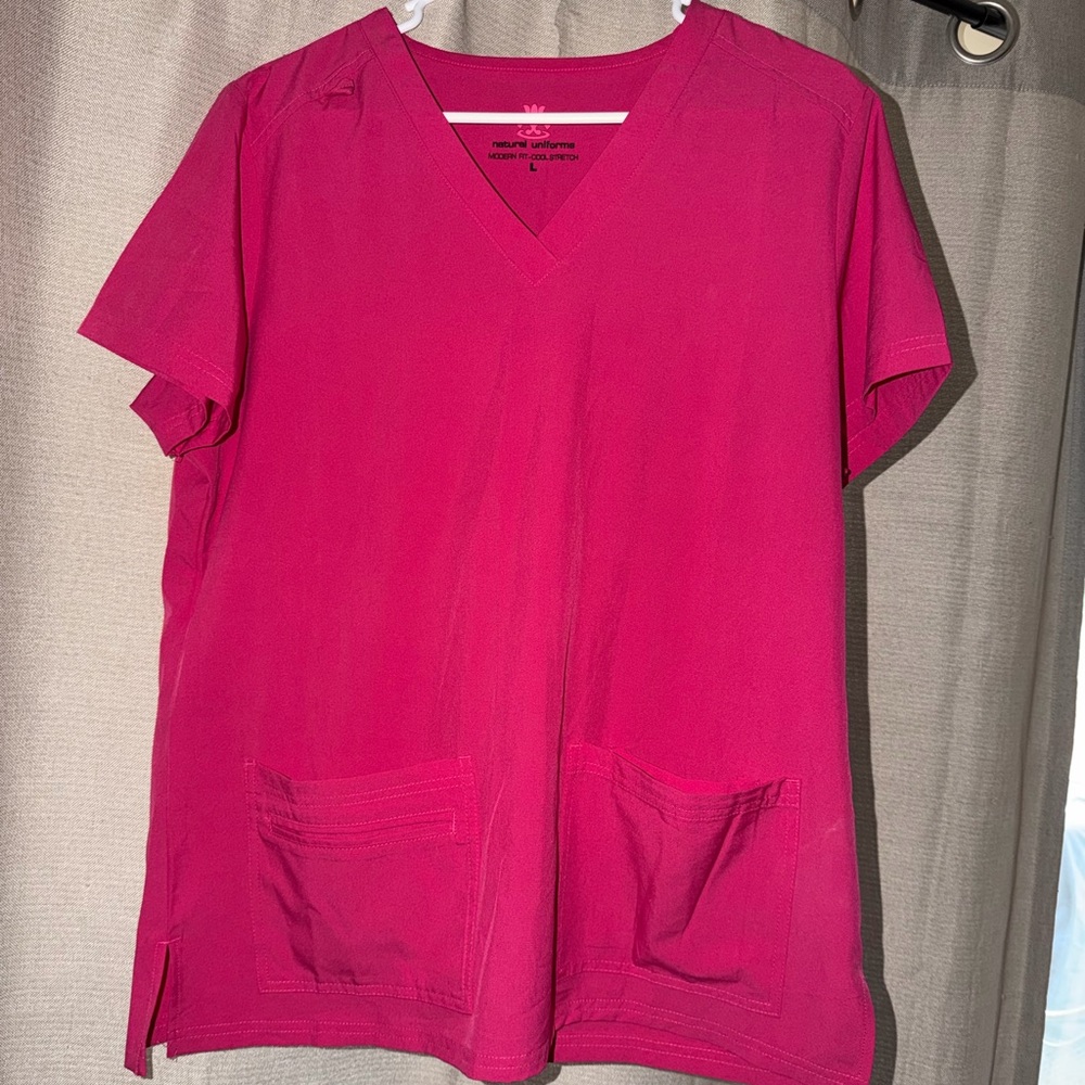 Women's V-Neck Medical Scrub Top - Fuchsia Pink